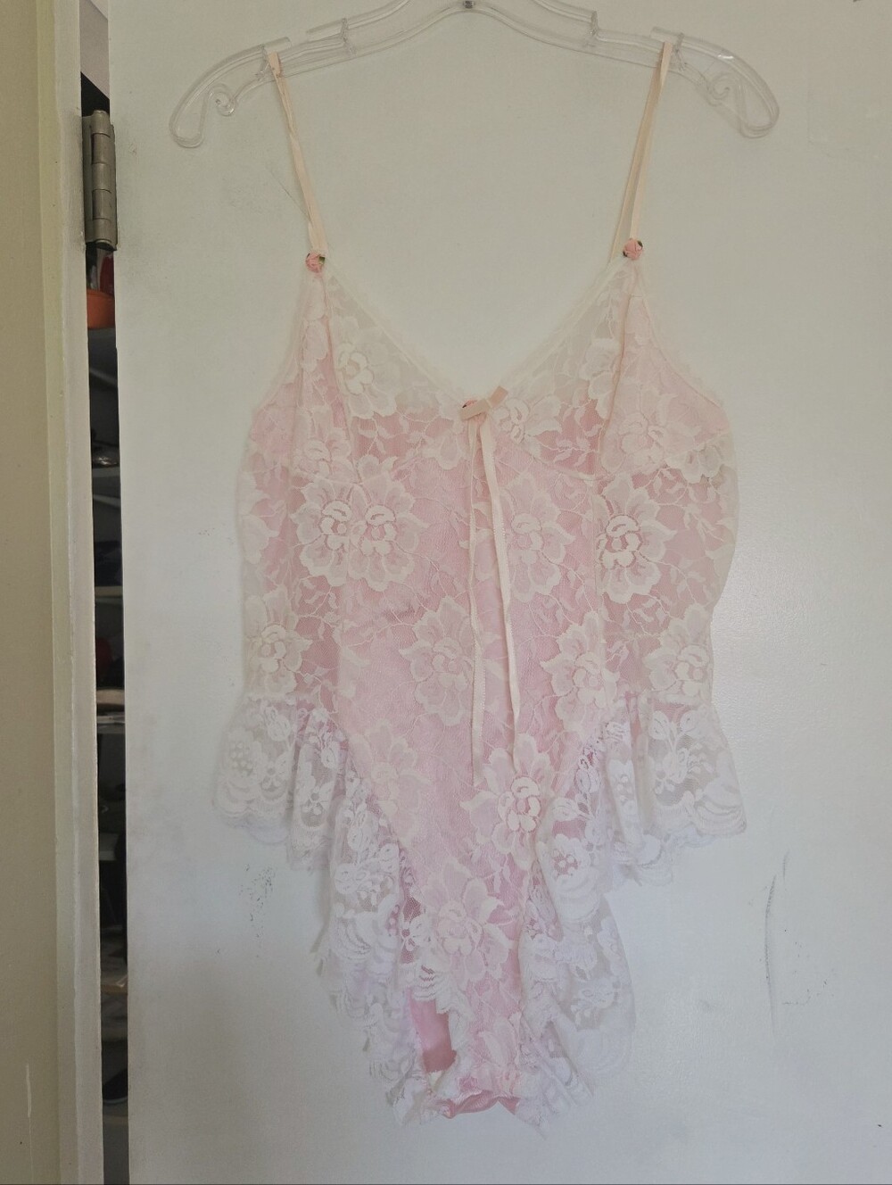 Tosca  Pink Lace Bodysuit Lingerie Babydoll